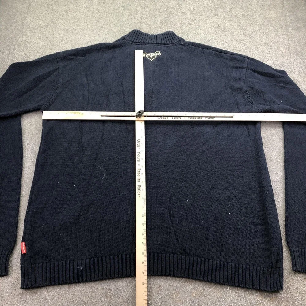 Victory Motorcycles Sweater Mens 3XL Blue 1/4 Zip Mock Neck Knit Pullover Logo